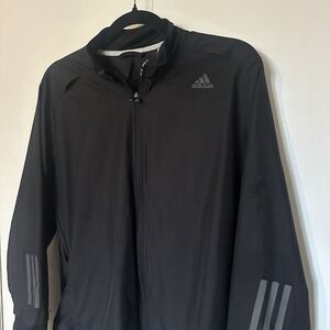 ADIDAS Running‎ Windbreaker Jackets Size L Ladies Black Logo Long Sleeve